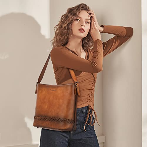 Brown Hobo Purses for Women Bucket Bags Leather Tote Handbags Shoulder Purse MWG03-G9067BR | The Storepaperoomates Retail Market - Fast Affordable Shopping