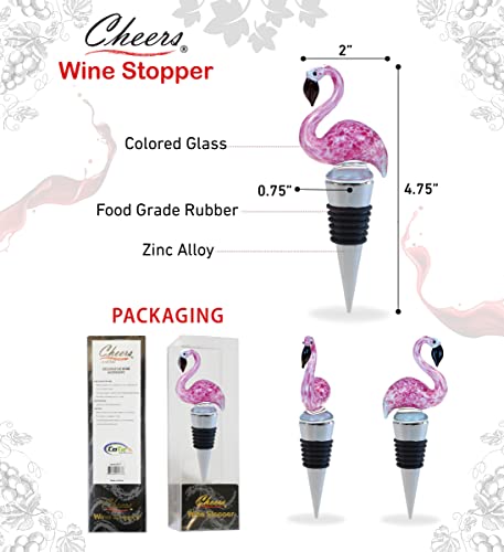 Cheers Flamingo Glass Wine Stopper – Elegant Vacuum Seal Reusable Zoo Animal Bird Wine Bottle Stopper – Airtight Leak Proof Bottle Topper Cork Plug – Cute Home Decor & Bar Tool Accessory Gift | The Storepaperoomates Retail Market - Fast Affordable Shopping