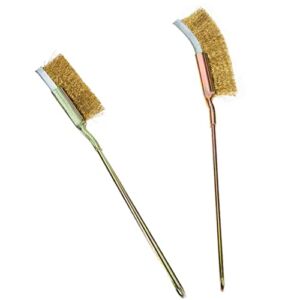 Grill Wire Brush 2pcs BBQ Scrubber Grill Clean Brushes Copper Cleaning Brushes Barbecue Cleaner for Home Outdoor Camping Kitchen Cleaning Supplies, Assorted Color, 24.5×2.5cm
