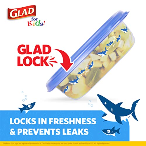 Glad for Kids Sharks GladWare Medium Lunch Square Food Storage Containers with Lids | 25 oz Kids Food Containers with Shark Design, 5 Count Set | Airtight Food Storage Containers for Food | The Storepaperoomates Retail Market - Fast Affordable Shopping