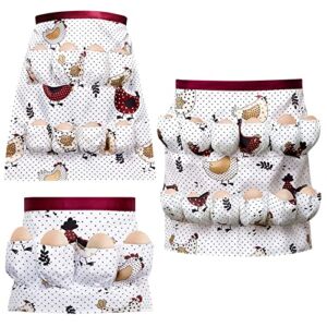 Egg Apron Chicken Duck Goose Eggs Collecting Gathering Holding with Pockets for Housewife Farmhouse Home Kitchen, 3 Sizes