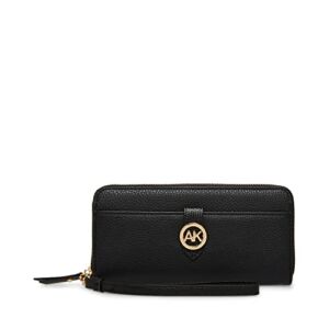 Anne Klein Womens Ak zip around wallet, Black/Black, One Size US