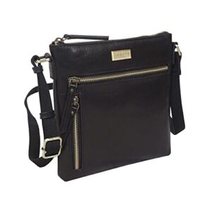 ASSOTS Genuine Leather Small Crossbody Phone Bag for Women – Premium Crossover Shoulder Purse, Travel Multi Pocket Handbag (Black Polished VT)