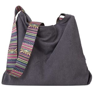 Tote Bag Women Large Crossbody Bag Stylish Handbag for Women Corduroy Hobo Bag Fashion shoulder Bag Purse (Grey)