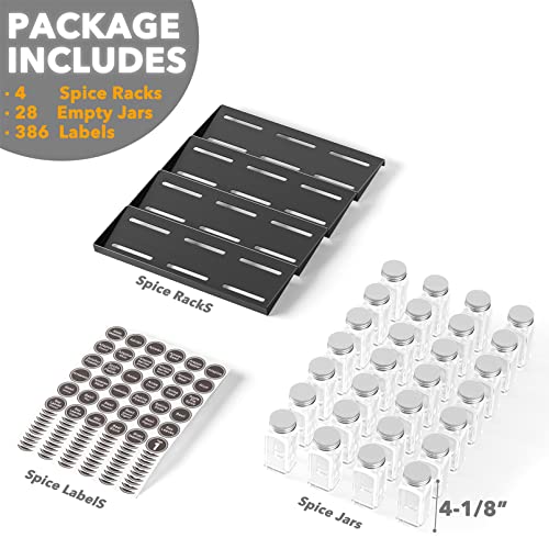 SpaceAid Spice Drawer Organizer with 28 Spice Jars, SpaceAid Bamboo Drawer Dividers with Inserts 4 Dividers with 9 Inserts (17-22 in) | The Storepaperoomates Retail Market - Fast Affordable Shopping