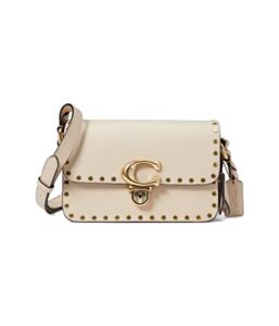 COACH Glovetanned Leather with Rivets Studio Shoulder Bag 19 Ivory One Size