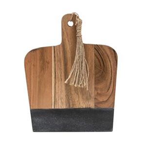 Foreside Home & Garden Small Black Wood, Marble & Jute Cutting Board