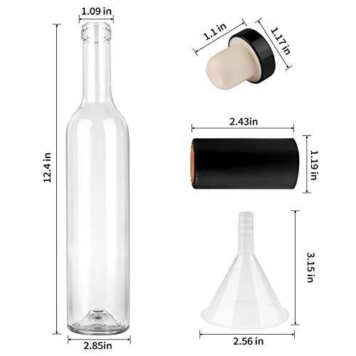 GUANENA 12 Pack 16oz Clear Glass Bottles with Cork Lids and PVC Shrink Capsules, 500 ml Empty Home Brewing Wine Bottles with Funnel for Sparkling Wine, Juice, Kombucha, Beverages | The Storepaperoomates Retail Market - Fast Affordable Shopping