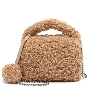 Scarleton Crossbody Bags for Women, Faux Fur Fluffy Top Handle Shoulder Bag, Fuzzy Cute Purses for Women w/Chain Strap, H209604 – Brown