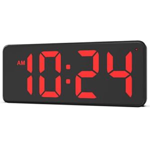 Wall Clock – LED Digital Wall Clock with Large Display, Big Digits, Auto-Dimming, Anti-Reflective Surface, 12/24Hr Format, Small Silent Wall Clock for Living Room, Bedroom, Farmhouse, Kitchen, Office