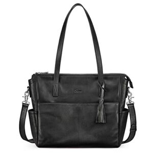 S-ZONE Genuine Leather Tote Bag for Women Large Shoulder Handbags Crossbody Purses Work