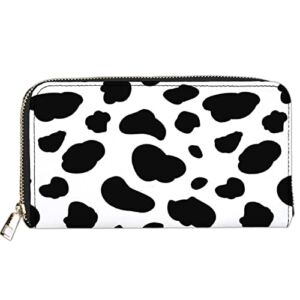 Qwalnely Cow Print Wallet Leather Purse Phone Credit Card Storage Purse Cow Print Stuff Gifts for Women Girls Adults Kids