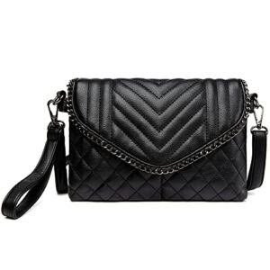 Crossbody Bags for Women Small Clutch Purses Quilted Satchels Lightweight Handbags Shoulder Bag (Black#2)