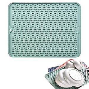 Kitchen Silicone Dish Drying Mat, Non-Slip Heat Resistant Pad for Sink Bar Bottle Cup, Dishwasher Safe(12×16″)