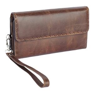 Genuine Leather Wallets for Women, Leather Wallet with Large Wristlet and Phone Holder, Women’s Leather Wallet with Wristlet Strap
