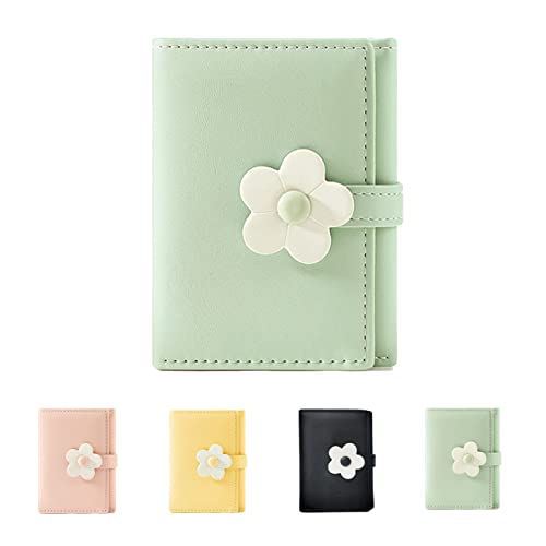 Cute Small Wallet for Girls Women Tri-folded Wallet Cash Pocket flowers PU Leather Print Card Holder Coin Purse with ID Window (2-green) | The Storepaperoomates Retail Market - Fast Affordable Shopping