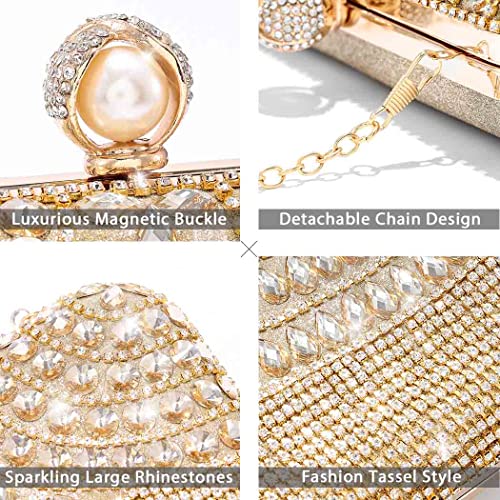 Yokawe Women’s Crystals Evening Bag Bling Rhinestone Clutch Purses Tassel Crossbody Bags Bride Wedding Party Prom Handbags (Gold) | The Storepaperoomates Retail Market - Fast Affordable Shopping