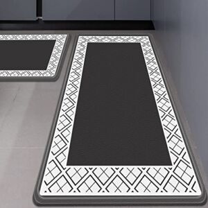 FITHOME Anti Fatigue Kitchen Mat, 2PCS Cushioned Mats for Kitchen Floor/Laundry Room/Office, Waterproof Comfort Rugs at Home (17.3” x 47.2” + 17.3” x 29.5” )