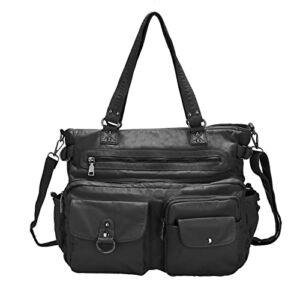 UBORSE Purses and Handbags for Women Large Hobo Bags Top Handle Satchel Shoulder Bag Washed PU Leather Multi-Pocket Tote Bag