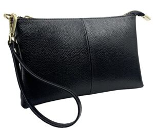 Beurlike Leather Wristlet Wallet Clutch Purses For Women Small Crossbody Phone Bags (Black)