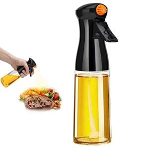 210ml Glass Olive Oil Sprayer for Cooking – Oil Dispenser Bottle Spray Mister – Refillable Food Grade Oil Vinegar Spritzer Sprayer Bottles for Kitchen, Air Fryer, Salad, Baking, Grilling, Frying