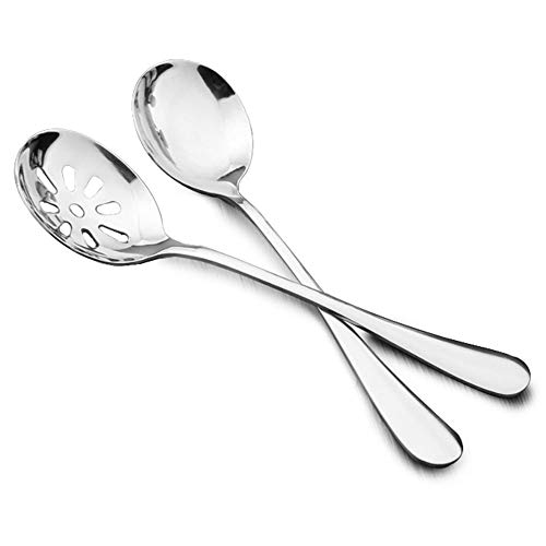 DEVILMAYCARE 6-Piece Soup Slotted Serving Spoon Set, Mirror Polished 410 Stainless Steel Buffet Colander Spoon Kitchen Home, 7.7” (Slotted spoons) | The Storepaperoomates Retail Market - Fast Affordable Shopping