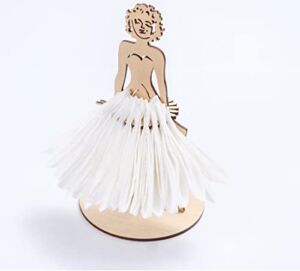Wooden Light Napkin Holder for Table, Modern Farmhouse Decor Dancing Lady, Rustic Kitchen Decor Napkin Holder Organizer for Countertops Restaurant and Home Party Unique Gift, 5.3×5.3×9