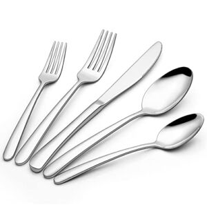 60 Piece Silverware Set for 12, Terlulu Stainless Steel Flatware Set, Heavy Duty Cutlery Utensil, Mirror Polished Tableware Set Include Forks Knives Spoons for Home Restaurant Party, Dishwasher Safe
