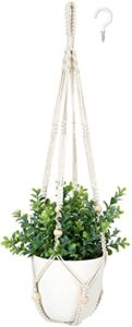 Mkono Fake Hanging Plant with Pot, Hanging Plants Artificial Decor Macrame Plant Hanger with Fake Plants Boho Faux Hanging Planter Greenery for Home Bedroom Bathroom Kitchen Office Decoration, Medium