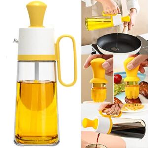 CenYouful Glass Olive Oil Dispenser Bottle 19 oz With Silicone Brush 2 In 1, Silicone Dropper Measuring Oil Dispenser Bottle for Kitchen Cooking, Frying, Baking, BBQ Pancake, Air Fryer, Marinating