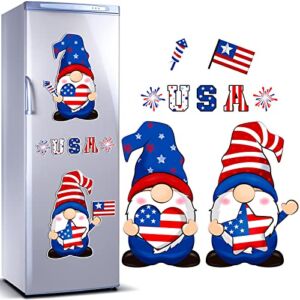 9 Pieces Christmas Refrigerator Magnets Patriotic Gnomes Magnets Decoration 4th of July Gnomes Fridge Magnet Memorial Day Veterans Day Decoration for Kitchen, Metal Door, Cabinets Home Decor