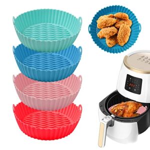 Air Fryer Silicone Pot 4 Pack, 7.5inch Reusable Air Fryer Silicone Basket, Food Safe for 3 to 5 Qt Air Fryers Oven Accessories, Heat Resistant Dishwasher Safe, Replacement for Air Fryer Paper Liners