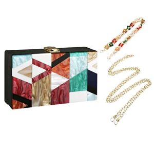 Rkrouco Acrylic Clutch Purse Women Evening Handbags Multicolor Perspex Box Crossbody Bag