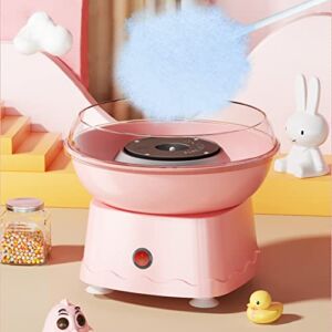 Cotton Candy Machine for Kids, 500W Efficient Electric Heating, Electric Cotton Candy Maker with Large Food Grade Splash-Proof Plate for Home Kids Birthday Family Party（Pink）