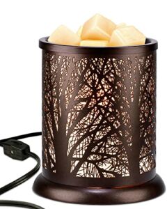 PEATOP Wax Melt Warmer for Scented Wax,Wax Melt Warmer-Electric Wax Melt Warmer, Wax Burner with 2 Edison Bulbs,Safe Clean Heat Source for Home Decor, Home Accessories -Brown