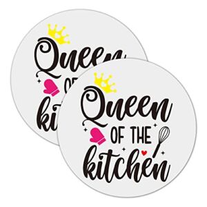 Queen Of The Kitchen Silicone Jar Gripper Pads Round Coasters Multi-Purpose Non Slip Heat Insulation Bottle Lid Openers Gift for Seniors Women Mother Grandma Home Kitchen Accessories Decor 2 Pieces 5″