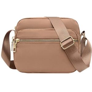 DIHKLCIO Nylon Crossbody Bags for Women Purses and Handbags Women’s Casual Messenger Bags Waterproof Black Crossbody Purse (khaki)