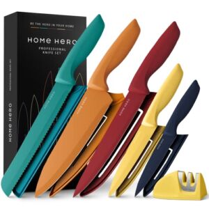 Home Hero 11-Pcs Colorful Knife Set, Kitchen Knife Set – Fruit Knives – Knives Set for Kitchen, Kitchen Knife Sets, Knife with Sheath, Rainbow Knife Set, Cooking Knife Set – Kitchen Knives3
