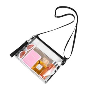 Clear Crossbody Purse Bag Stadium Approved Clear Tote Bag for Work Concert Sports (Black)