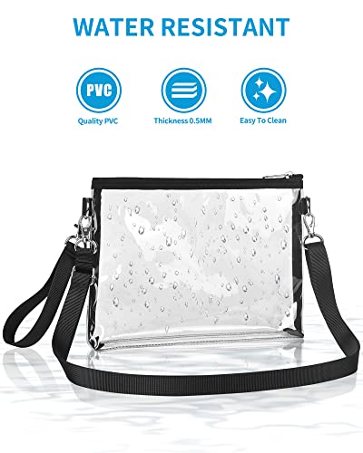 Clear Crossbody Purse Bag Stadium Approved Clear Tote Bag for Work Concert Sports (Black) | The Storepaperoomates Retail Market - Fast Affordable Shopping