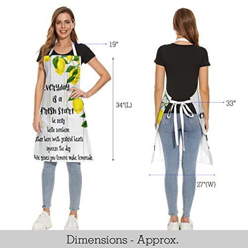 Cute Yellow Lemons Sayings Apron Kitchen Women Inspirational Cotton Linen Cooking Apron with Adjustable Neck Gift Colorful Home Stylish Kitchen Accessory Housewarming Present | The Storepaperoomates Retail Market - Fast Affordable Shopping