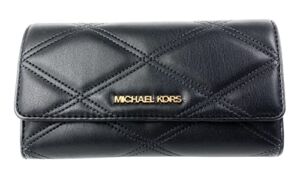 Michael Kors Jet Set Travel Large Trifold Wallet Vegan Leather (Black)