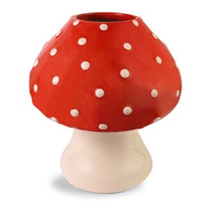 ban.do Decorative Mushroom Vase, Trendy Flower Vase, Cottagecore Room Decor, Unique Ceramic Vase for Home/Kitchen/Office Decorations