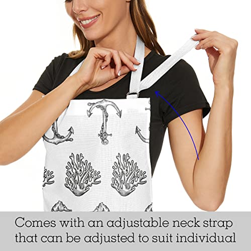 Cute Nautical Apron Kitchen Women Beach Starfish Cotton Linen Cooking Apron with Adjustable Neck Gift Home Stylish Kitchen Accessory Housewarming Present | The Storepaperoomates Retail Market - Fast Affordable Shopping