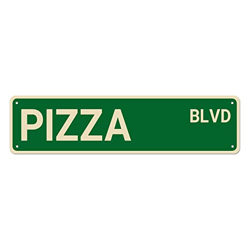 fuxinglin Pizza BLVD Street Sign, Pizza Sign Pizza Decor Pizza Lover Gift, Funny Wall Decor for Home/Garden/Kitchen, Quality Metal Signs 16×4 Inch | The Storepaperoomates Retail Market - Fast Affordable Shopping