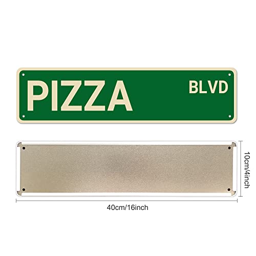 fuxinglin Pizza BLVD Street Sign, Pizza Sign Pizza Decor Pizza Lover Gift, Funny Wall Decor for Home/Garden/Kitchen, Quality Metal Signs 16×4 Inch | The Storepaperoomates Retail Market - Fast Affordable Shopping