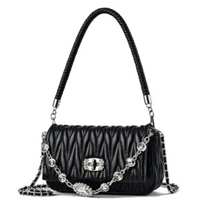XIAOYU Small Purses for Women Fashion Crossbody Bags Mini Shoulder bags with 3 Straps Square handbags Satchel (Black)