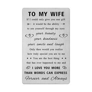 HYHYDHP To My Wife Gifts Wallet Insert Card from Husband, Wife Wedding Anniversary Cards for Women, I Love You Gifts for Her, Valentines, Mothers Day, Christmas Presents