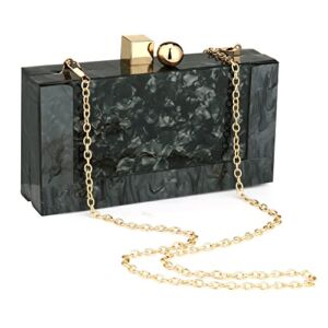 Women Acrylic Evening Clutch Bag Crossbody Box Clutch Glitter Marble Purses and Handbags for Wedding Cocktail Banquet Party Prom (Black)