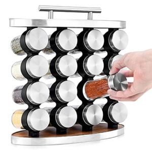 Spice Rack,4 Tier Spice Rack Organizer with 16 Empty Square Spice Jars for Countertop and Cabinet (16 Jar)
